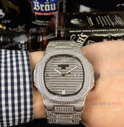 Iced Out Patek Philippe Nautilus Replica watch Quartz Movement